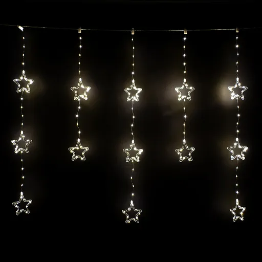 Svetelný vonkajší záves Stars, 120x120 cm, LED, teplá biela, časovač, 8 funkcií, 120 cm