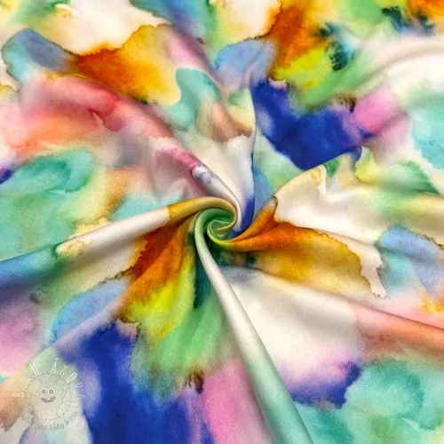 Viskóza SATIN Ambre blue digital print