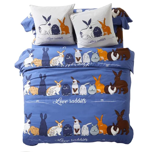 Bavlnená posteľná bielizeň s potlačou králikov