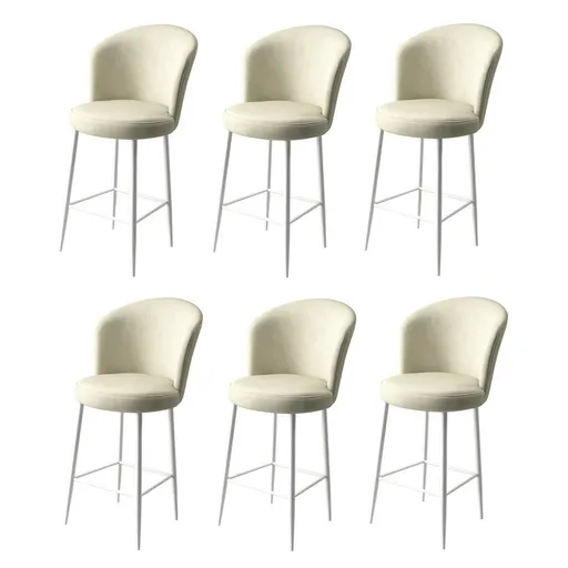 Súprava barových stoličiek Fora Cream and White, 6 ks, 6 ks