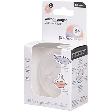 Nip First Moments cumlík na široké hrdlo, silikón, novorodenecký, prietok S (4000821336001)