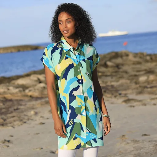 Plážové krepónové šaty s potlačou