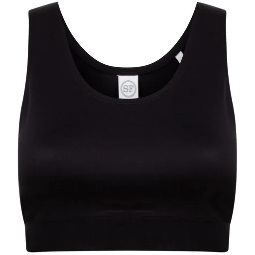 SF (Skinnifit) Dievčenský crop top s ramienkami - Čierna / čierna | 5-6 rokov