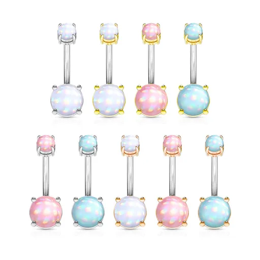 Piercing do pupka z ocele - farebná epoxidová glazúra s odleskami, vnútorný závit - Farba piercing: Medená - číra