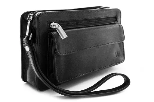 Čierna kožená jednozipsová etue 611-2014-60