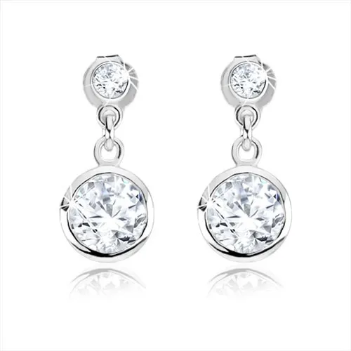 Puzetové náušnice, striebro 925, číre okrúhle zirkóny v ozdobnej objímke