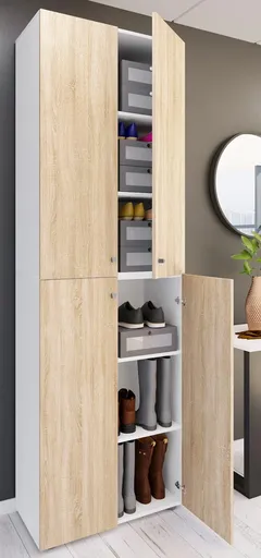 VCM Botník Lona 2XL s otočnými dvířky, bílý