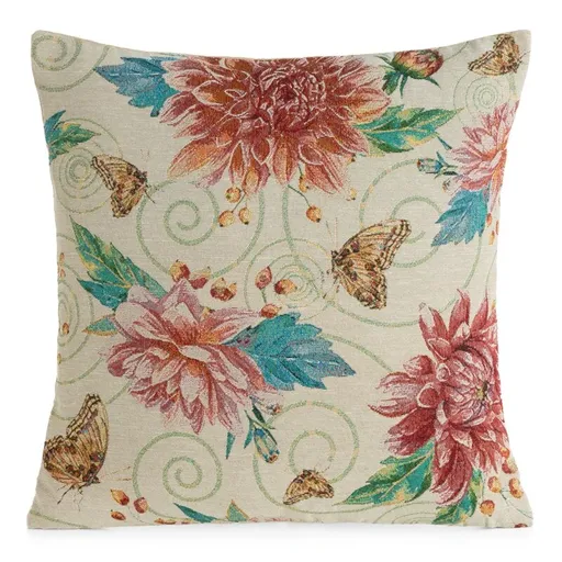 ArtFir Obliečka na vankúš GOBELIN 12 | béžová/červená 45 x 45 cm