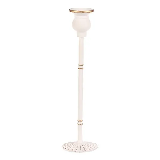 Kovový svietnik na kónickú sviečku, 30 cm, biela, 30 cm
