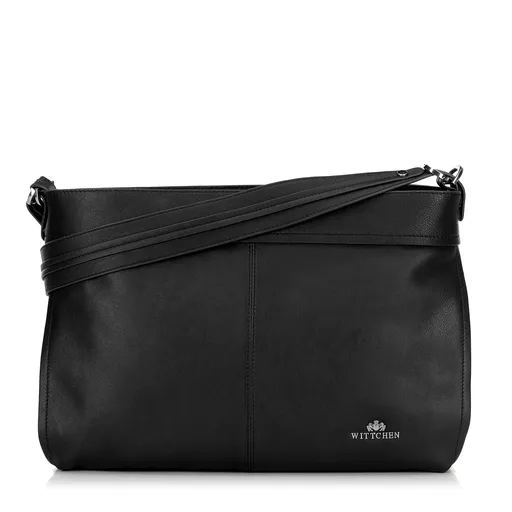 Dámska nákupná kabelka z pravej kože s odnímateľnou rukoväťou čierna 100-4E-812-1