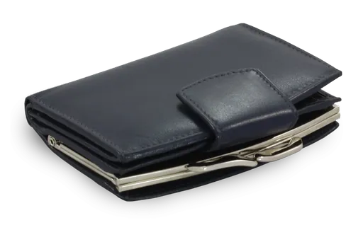 Modrá dámska kožená rámová peňaženka so zápinkou 511-4357-97