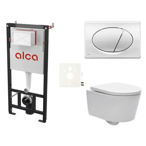 Cenově zvýhodněný závěsný WC set Alca do lehkých stěn / předstěnová + WC SAT Brevis SIKOASW2