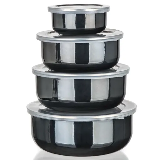 Banquet Súprava smaltovaných misiek METALLIC Black, 8 ks