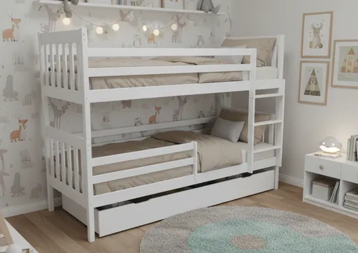 Elvisia Drevená poschodová posteľ LAXA so zásuvkou | biela 80 x 180 cm