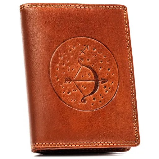 Veľká, kožená pánska peňaženka s vyrazeným znamením zverokruhu - Peterson