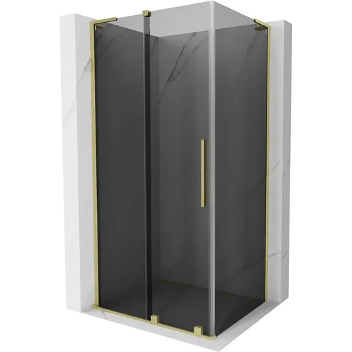 MEXEN/S - Velar L sprchovací kút, posuvné dvere 120 x 80, grafit, zlato kartáčovaná 871-120-080-43-55
