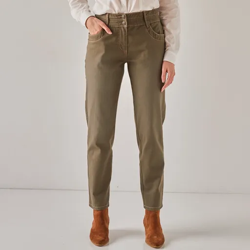 Farebné džínsy mom s pružným pásom