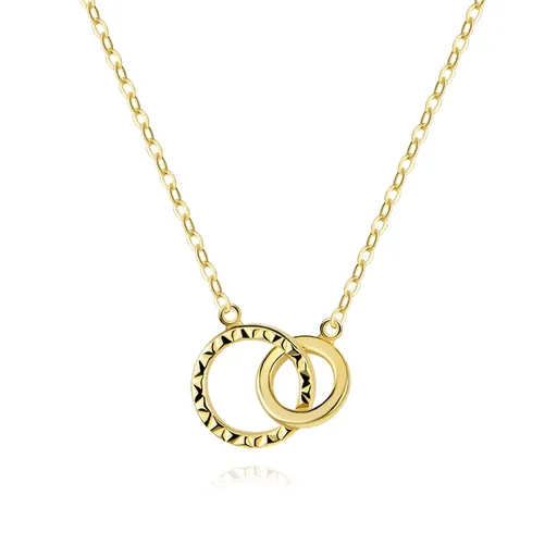 Zlatý náhrdelník 14K, prepojené prstence, diamantový rez