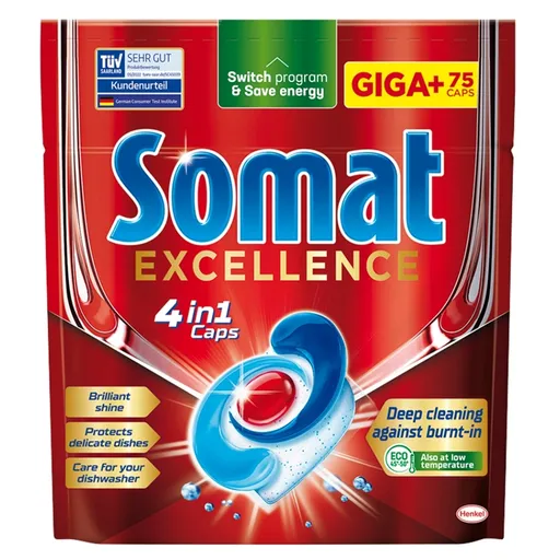 SOMAT Excellence 4in1 Kapsuly do umývačky 75 kusov