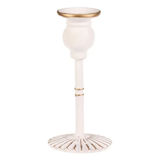 Kovový svietnik na kónickú sviečku 17 cm, biela, 17 cm