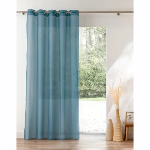 Jednofarebný voálový záves s transparentnými očkami