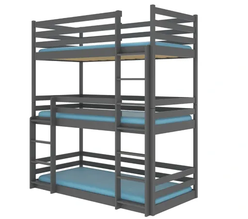 ArtAdrk Poschodová trojposteľ TEDRO | 90 x 200 cm Farba: Grafit