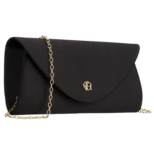 Dámska spoločenská listová kabelka čierna s kovaním zlatej farby – Rovicky