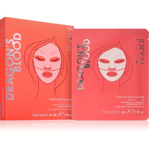 Rodial Dragon's Blood Hydrogel Jelly Face Mask intenzívna hydrogélová maska 4x34 g