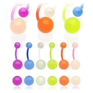 Piercing do pupku s polopriesvitnými guličkami - Farba piercing: Ružová