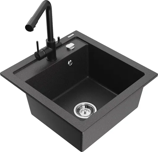 MEXEN/S MEXEN/S - Vito granitový drez 1-miska vrátane batérie Duero, čierna kropenatý 6503-76-671600-70