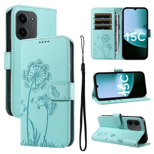 ART DANDELION Peňaženkové puzdro pre Xiaomi Redmi 15C / Redmi 15C 5G svetlozelené