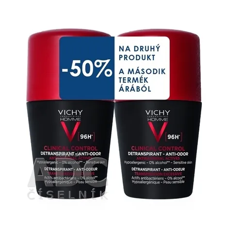 VICHY HOMME DEO CLINCAL CONTROL DETRANSPIRANT 96H 2x50ml