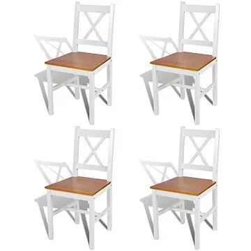Jedálenské stoličky 4 ks biele borovicové drevo (241513)