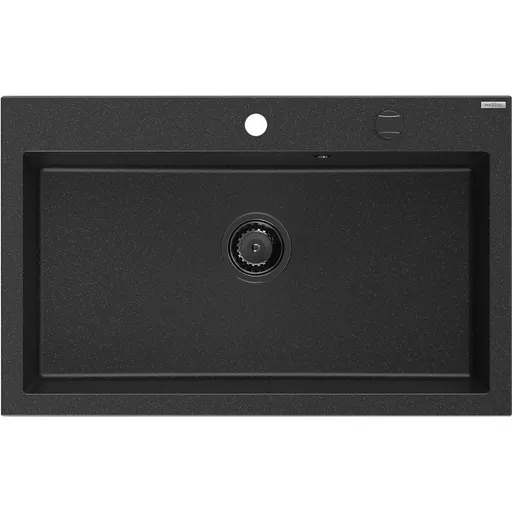 MEXEN/S MEXEN/S - Elix granitový drez 1-miska 800 x 500 mm, čierna/strieborná metalík, sifón čierna 6527801005-73-B