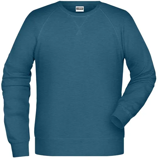 James & Nicholson (Daiber) Pánska mikina bez kapucne z biobavlny 8022 - Petrolejový melír | 2XL