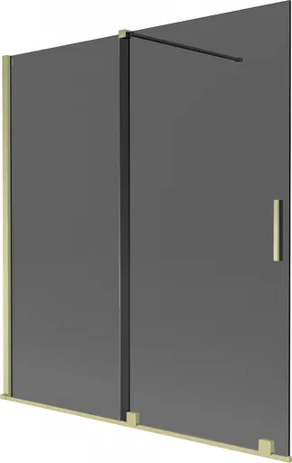 MEXEN/S - Velar dvojkrídlová posuvná vaňová zástena 150 x 150, grafit, zlatá kartáčovaná 896-150-000-41-55