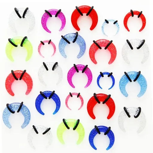 Expandér do ucha s trblietkami - Rozmer: 2 x 13 mm, Farba piercing: Ružová