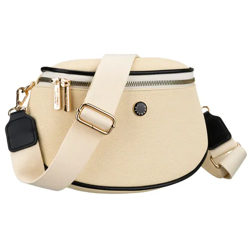 Dámska crossbody kabelka ecru s čiernymi prvkami – moderný dizajn