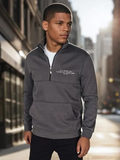 Pánska mikina s grafitovou potlačou Dstreet BX5888