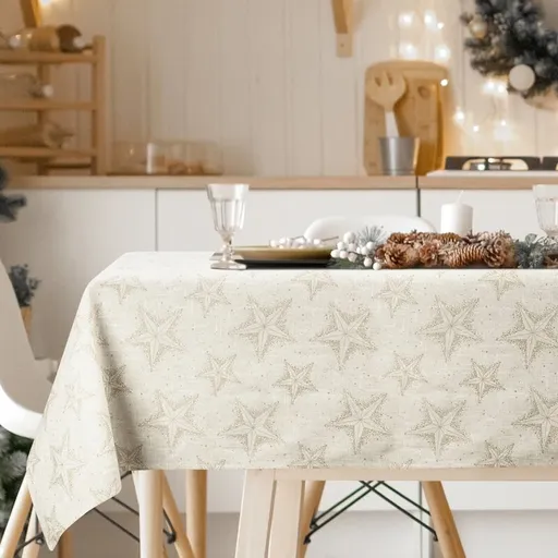 ArtFir Vianočný obrus WINTER | krémová/zlatá 140 x 200 cm