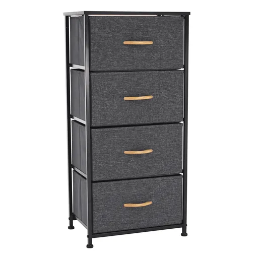 Komoda s látkovými zásuvkami PALMERA, čierna