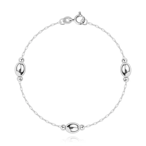 Náramok zo striebra 925 - retiazka s lesklými korálkami