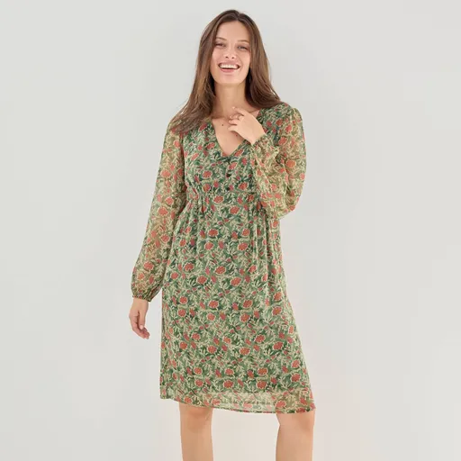 Krátke voálové šaty s potlačou