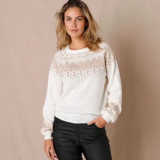 Pulóver s medeným žakárovým vzorom