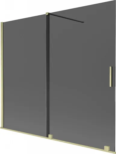 MEXEN/S - Velar dvojkrídlová posuvná vaňová zástena 180 x 150, grafit, zlatá kartáčovaná 896-180-000-41-55