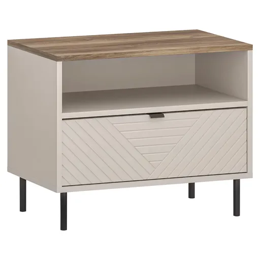 Nočný stolík EYCO 1S, kašmír/dub Castello