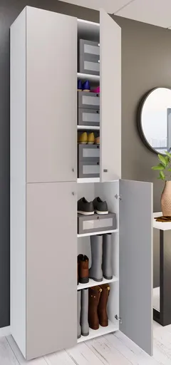 VCM Botník Lona 2XL s otočnými dvířky, bílý