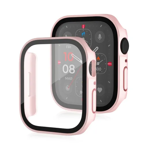 PC FULL COVER Plastový kryt so sklom pre Apple Watch SE / SE 2022 / SE 2023 / SE 2025 (44mm)  ružovozlatý
