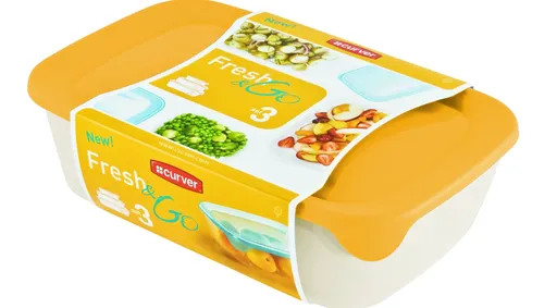 CURVER Sada dóz na potraviny FRESH & GO 2L+1L+0,5L | transparentná / žltá