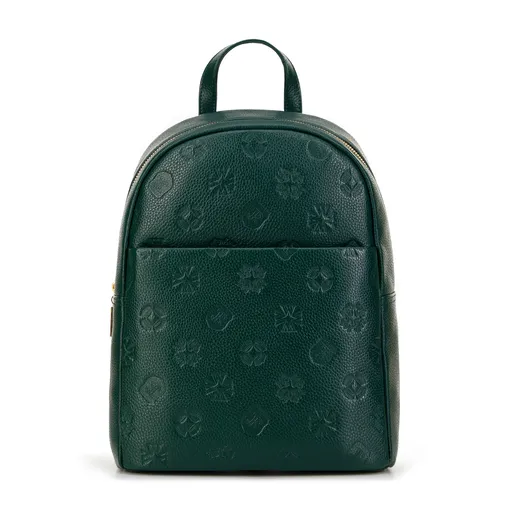 Kožený ruksak s monogramom tmavozelený